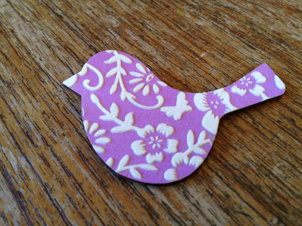 Quirky Bird Brooch In Lilac